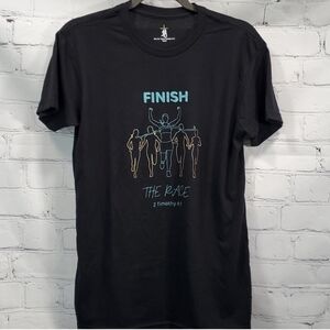 NWOT "Finish the Race" 2 Timothy 4:7 Tshirt, 60/40 Polyester Cotton Blend